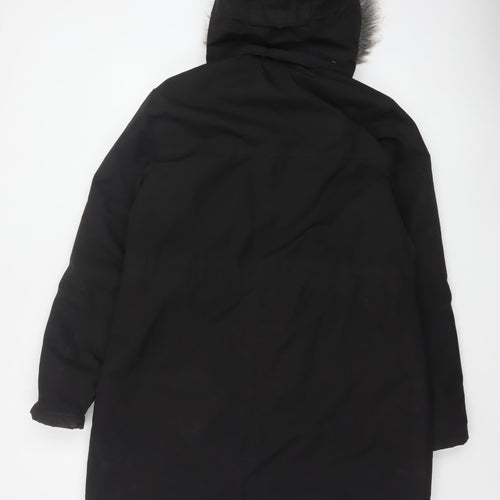 Regatta Women Black UK 16 Long Padded Fur Trim Parka Coat