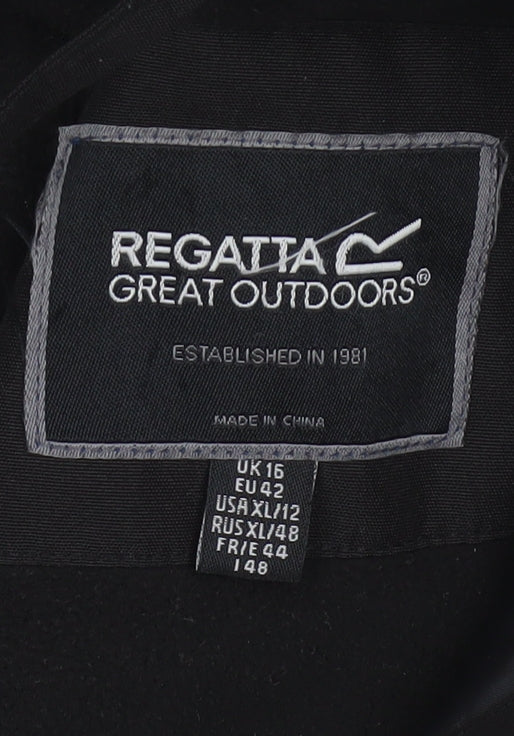 Regatta Women Black UK 16 Long Padded Fur Trim Parka Coat