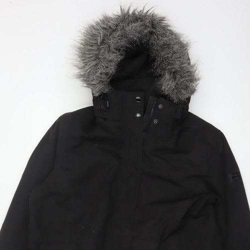 Regatta Women Black UK 16 Long Padded Fur Trim Parka Coat