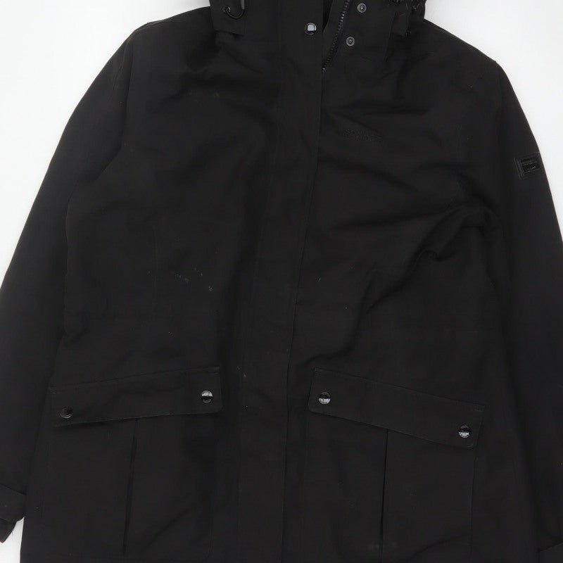 Regatta Women Black UK 16 Long Padded Fur Trim Parka Coat