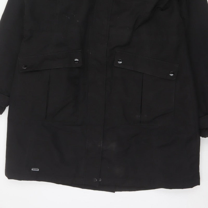 Regatta Women Black UK 16 Long Padded Fur Trim Parka Coat