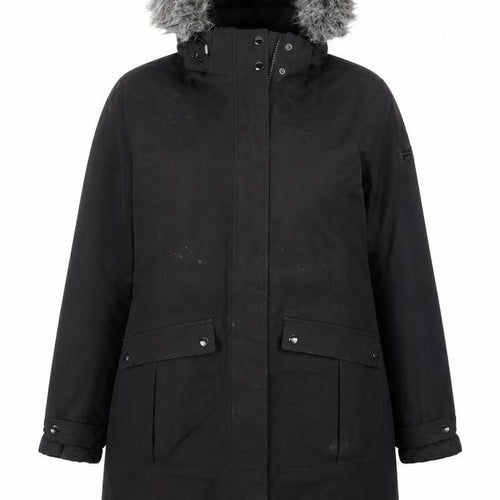 Regatta Women Black UK 16 Long Padded Fur Trim Parka Coat