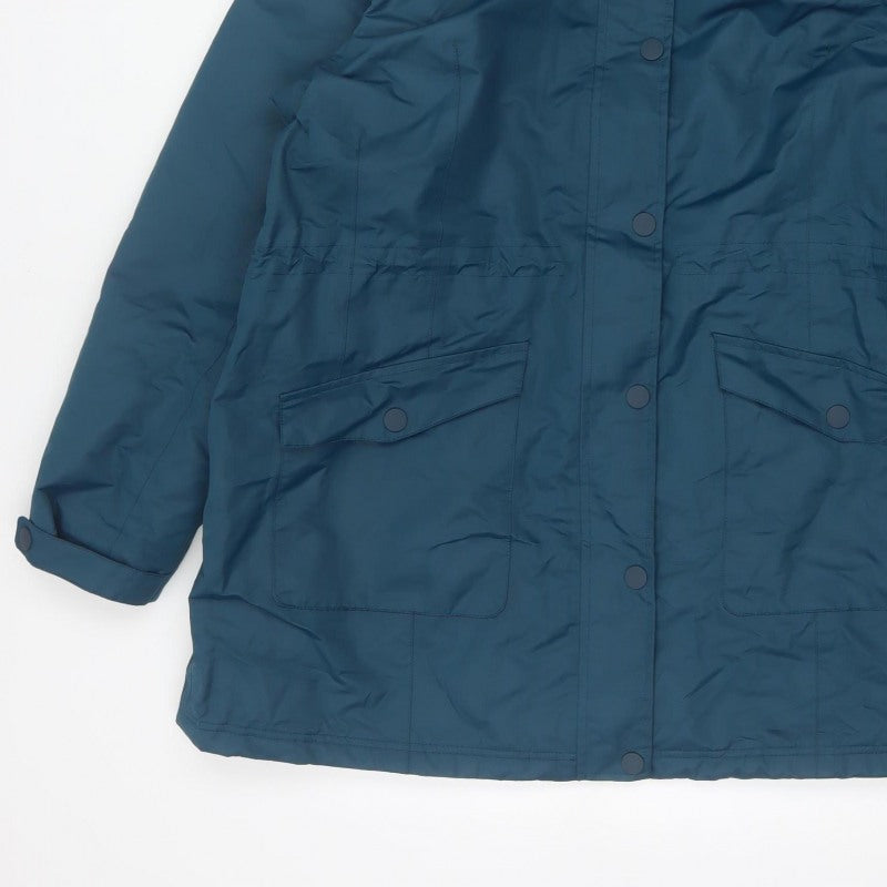 Cotton Traders Women’s Blue UK 18 Hooded Parka Coat Lined