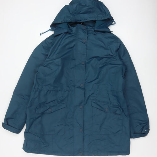 Cotton Traders Women’s Blue UK 18 Hooded Parka Coat Lined