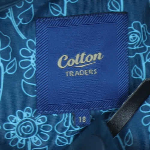Cotton Traders Women’s Blue UK 18 Hooded Parka Coat Lined