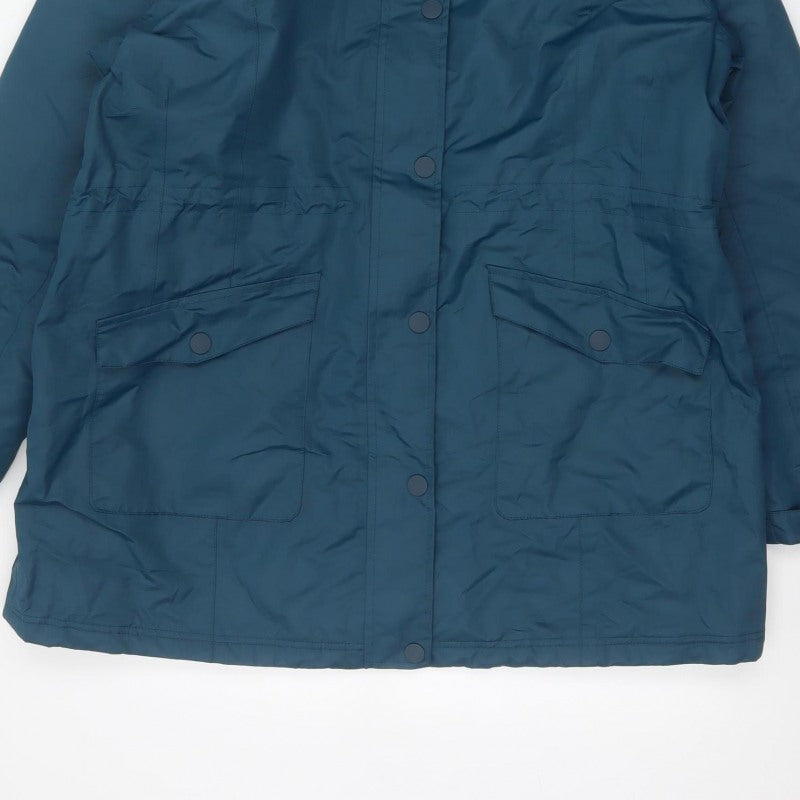 Cotton Traders Women’s Blue UK 18 Hooded Parka Coat Lined