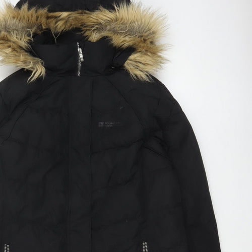 Mountain Warehouse Women Black UK 14 Down Filled Faux Fur Hood Parka Coat