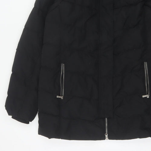 Mountain Warehouse Women Black UK 14 Down Filled Faux Fur Hood Parka Coat