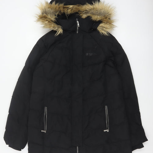 Mountain Warehouse Women Black UK 14 Down Filled Faux Fur Hood Parka Coat