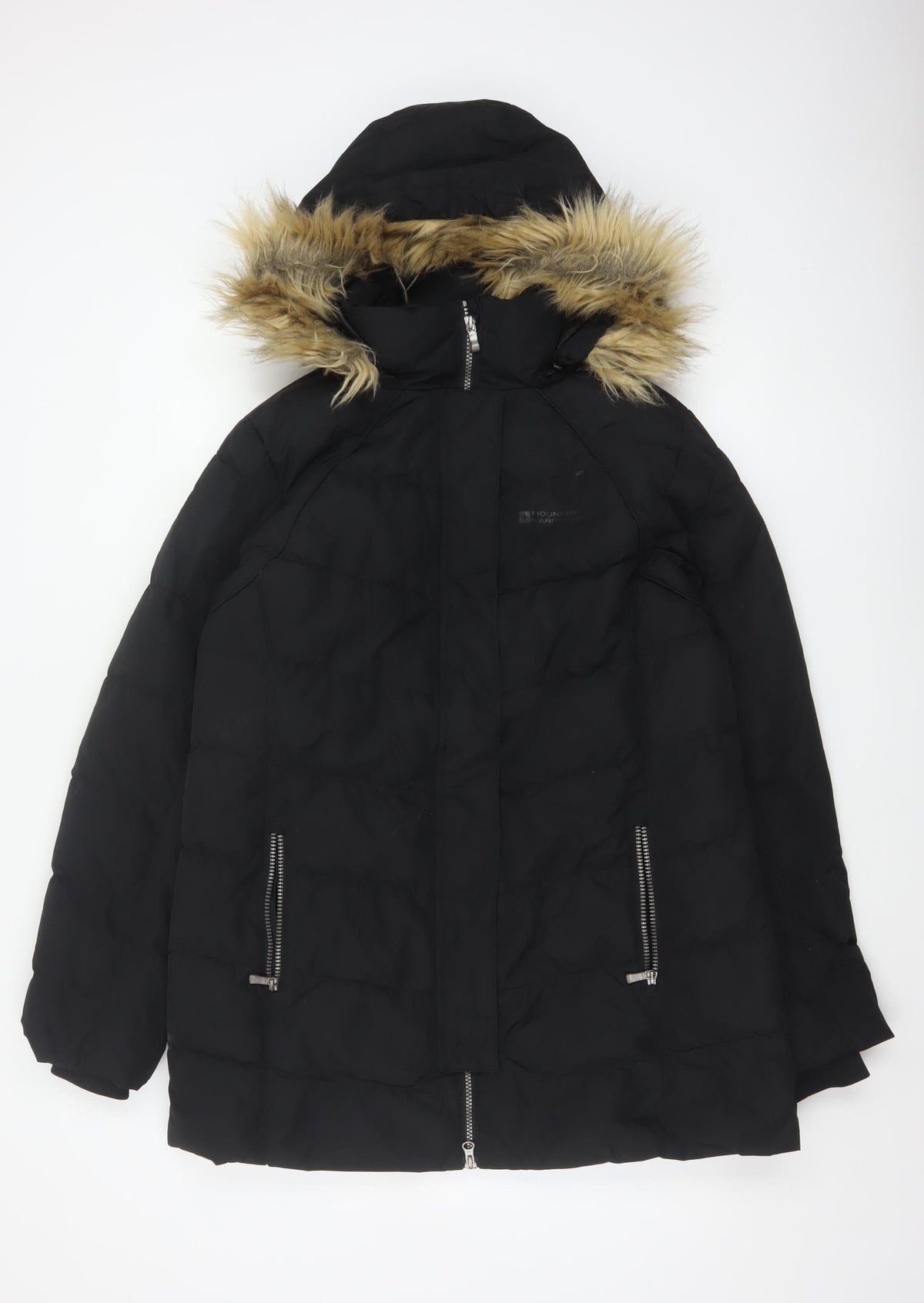 Mountain Warehouse Women Black UK 14 Down Filled Faux Fur Hood Parka Coat