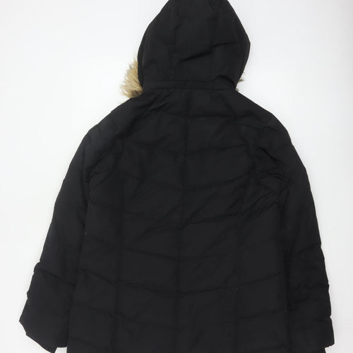 Mountain Warehouse Women Black UK 14 Down Filled Faux Fur Hood Parka Coat