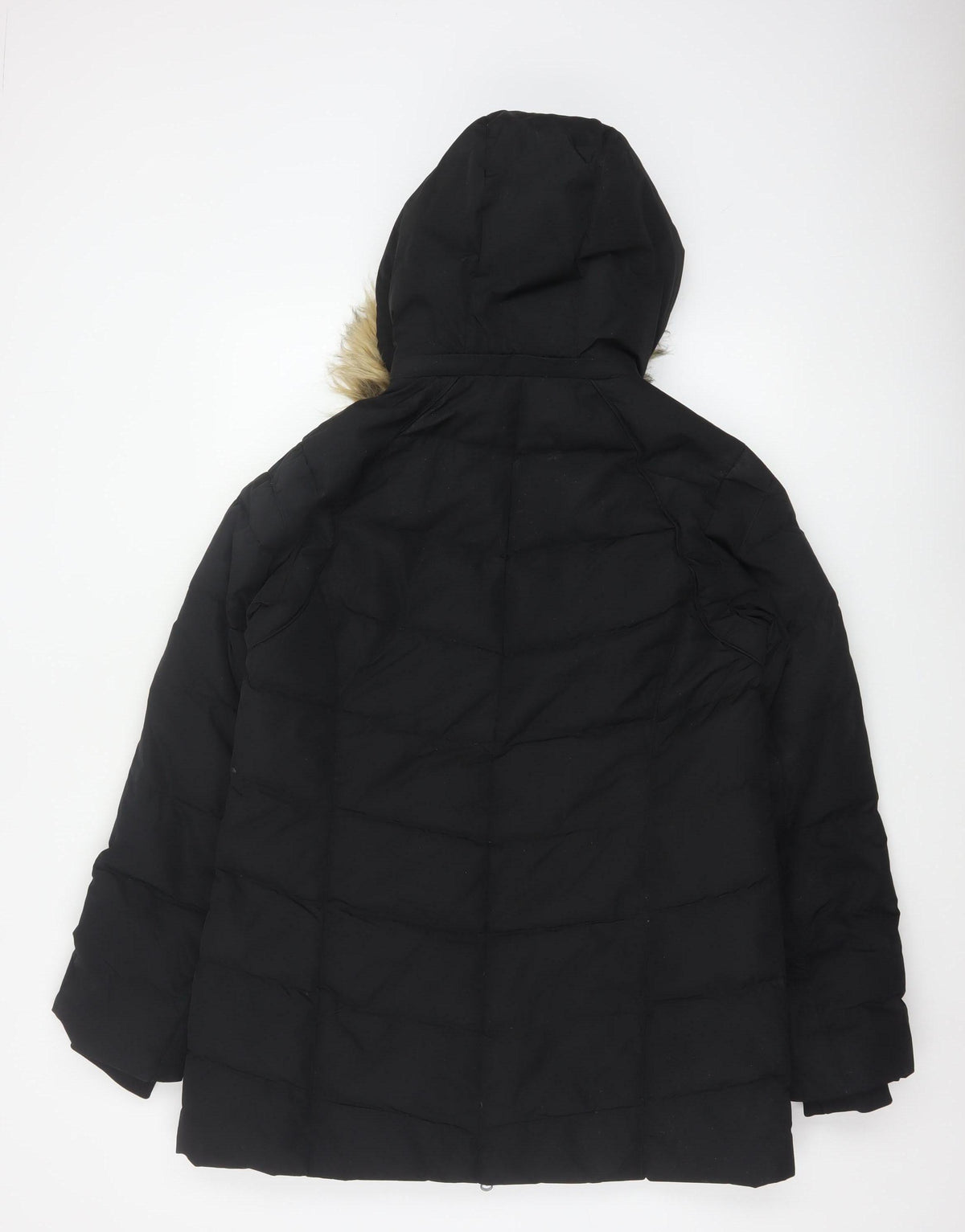 Mountain Warehouse Women Black UK 14 Down Filled Faux Fur Hood Parka Coat