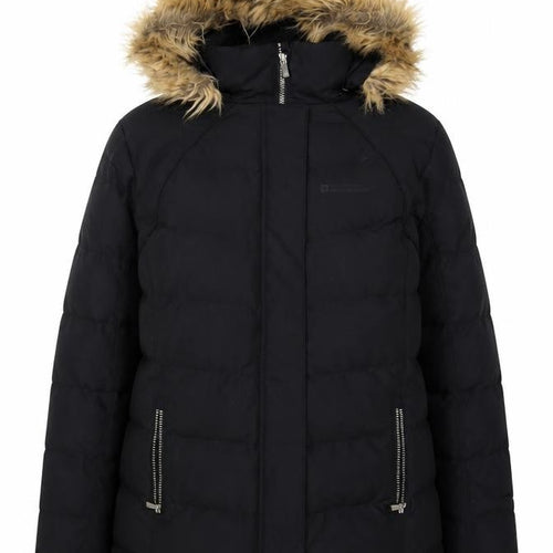 Mountain Warehouse Women Black UK 14 Down Filled Faux Fur Hood Parka Coat