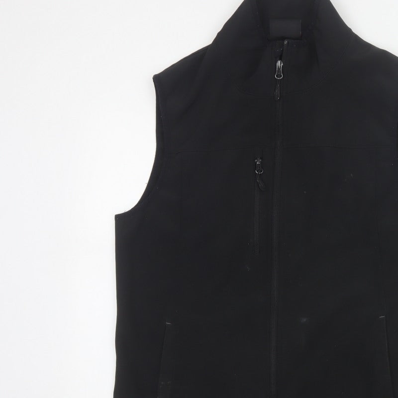 Dickies Men Black L Soft Shell Bodywarmer Workwear Zip Waistcoat