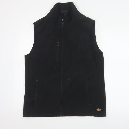 Dickies Men Black L Soft Shell Bodywarmer Workwear Zip Waistcoat