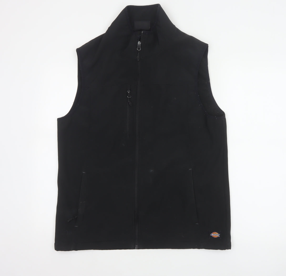 Dickies Men Black L Soft Shell Bodywarmer Workwear Zip Waistcoat