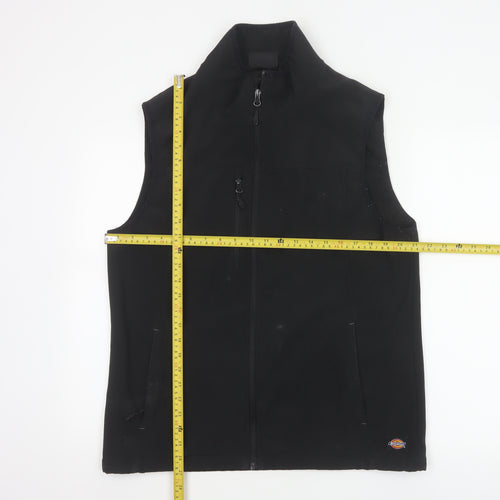 Dickies Men Black L Soft Shell Bodywarmer Workwear Zip Waistcoat