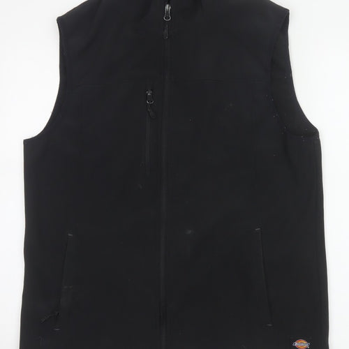 Dickies Men Black L Soft Shell Bodywarmer Workwear Zip Waistcoat