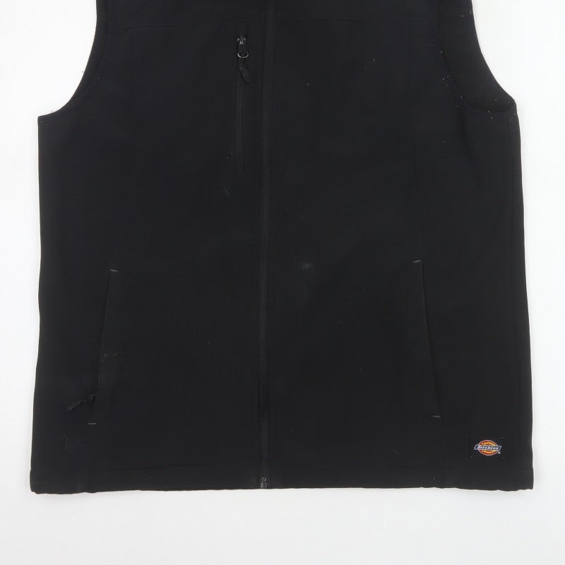 Dickies Men Black L Soft Shell Bodywarmer Workwear Zip Waistcoat