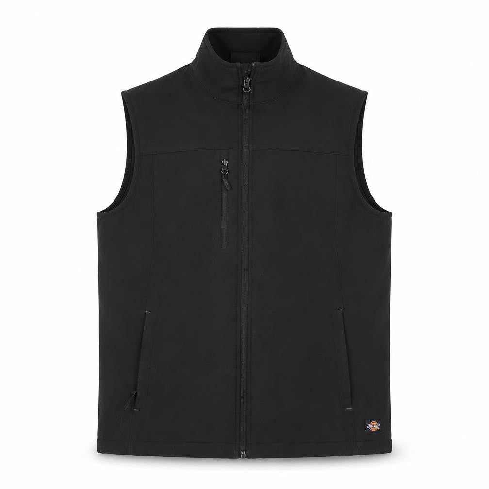 Dickies Men Black L Soft Shell Bodywarmer Workwear Zip Waistcoat
