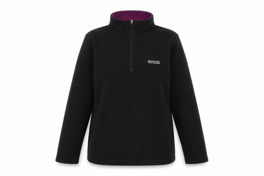 Front view of Regatta Women’s Black UK 12 1/2 Zip Fleece Pullover Sweatshirt