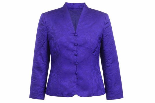 Papell Boutique Women Purple Silk Floral Jacquard Suit Jacket UK 8