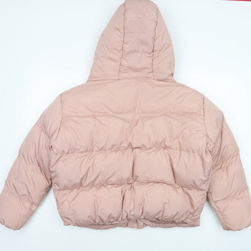 Threadbare Women Pink UK 12 Petite Hooded Puffer Jacket Quilted