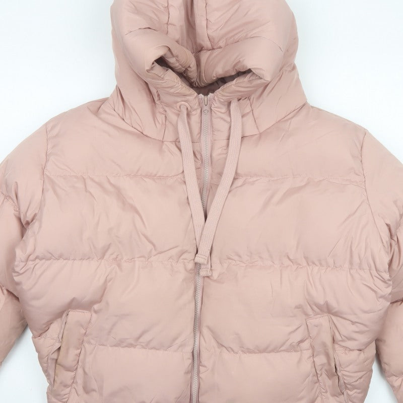 Threadbare Women Pink UK 12 Petite Hooded Puffer Jacket Quilted