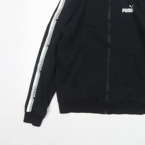 Puma Men’s Black S Full Zip Logo Track Jacket Stand-Up Collar