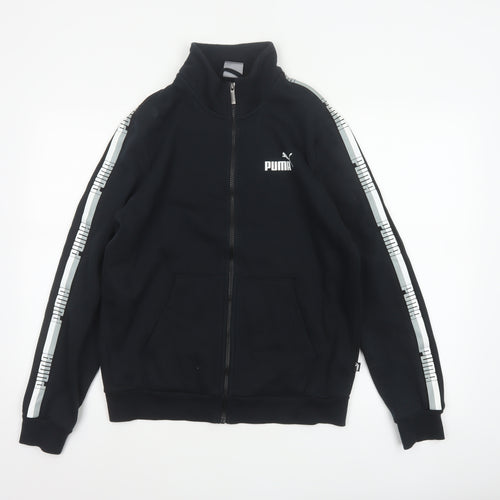 Puma Men’s Black S Full Zip Logo Track Jacket Stand-Up Collar