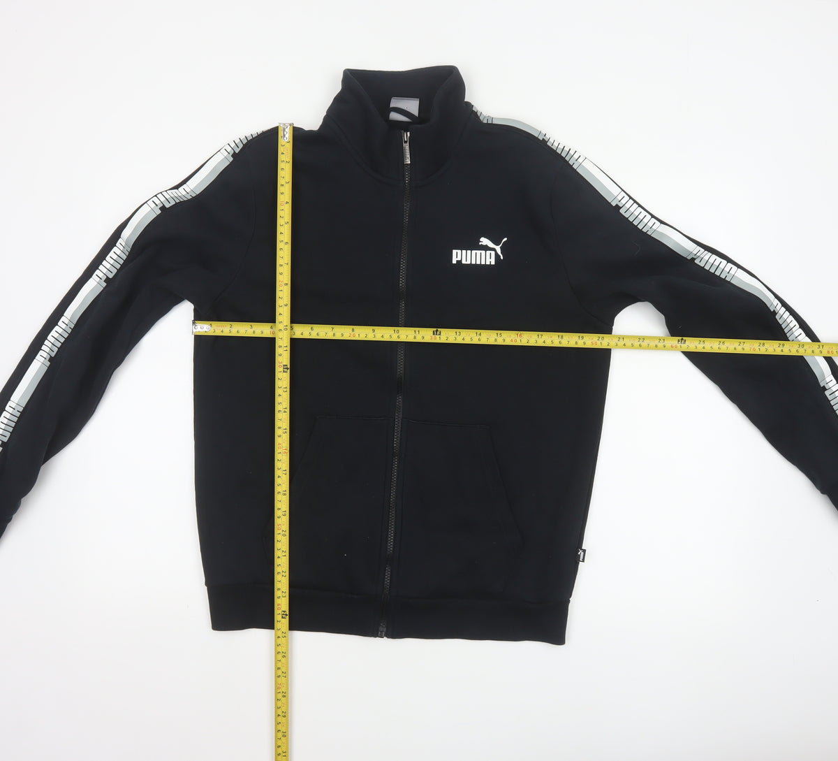 Puma Men’s Black S Full Zip Logo Track Jacket Stand-Up Collar
