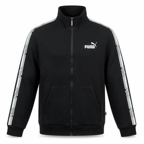 Puma Men’s Black S Full Zip Logo Track Jacket Stand-Up Collar