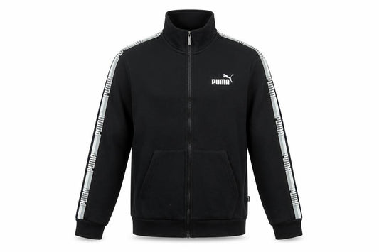 Puma Men’s Black S Full Zip Logo Track Jacket Stand-Up Collar