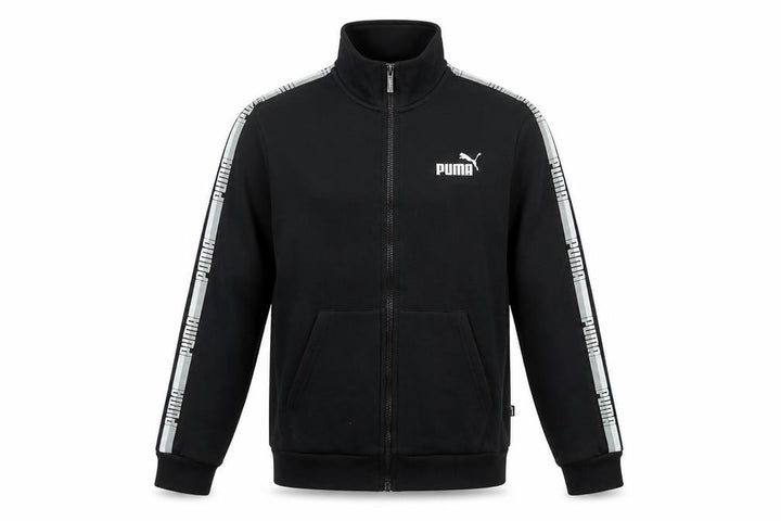 Puma Men’s Black S Full Zip Logo Track Jacket Stand-Up Collar