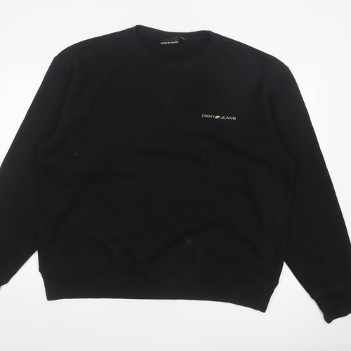 DKNY Jeans Men’s Black XL Crew Neck Logo Pullover Sweatshirt