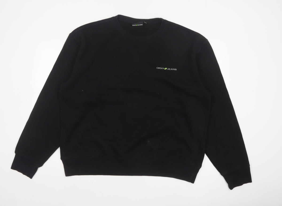DKNY Jeans Men’s Black XL Crew Neck Logo Pullover Sweatshirt