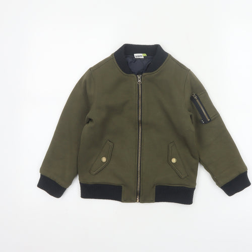 Fearne Boys Green Bomber Jacket 4-5 Years Lined Full Zip