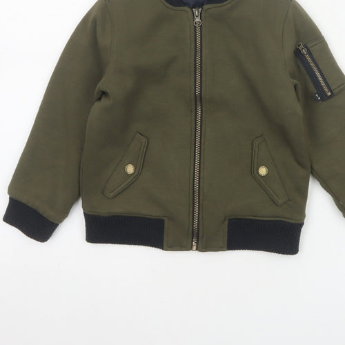Fearne Boys Green Bomber Jacket 4-5 Years Lined Full Zip