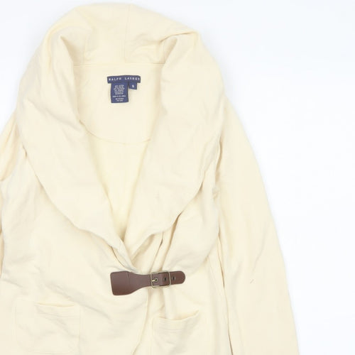 Ralph Lauren Women Ivory Size S Hooded Drape Buckle Jacket