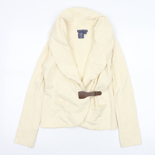 Ralph Lauren Women Ivory Size S Hooded Drape Buckle Jacket