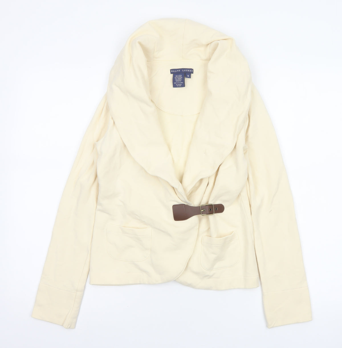Ralph Lauren Women Ivory Size S Hooded Drape Buckle Jacket