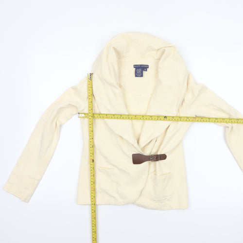 Ralph Lauren Women Ivory Size S Hooded Drape Buckle Jacket