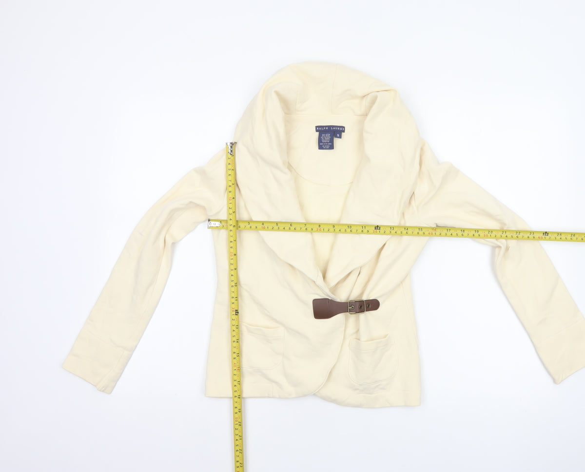Ralph Lauren Women Ivory Size S Hooded Drape Buckle Jacket
