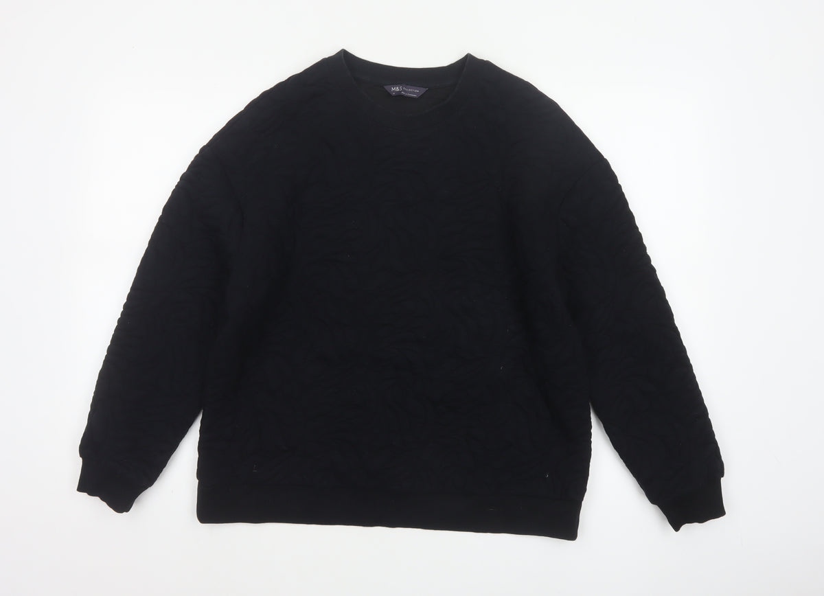 Back view of Marks and Spencer Women’s Black, size UK 14, Thermal Pullover Sweatshirt