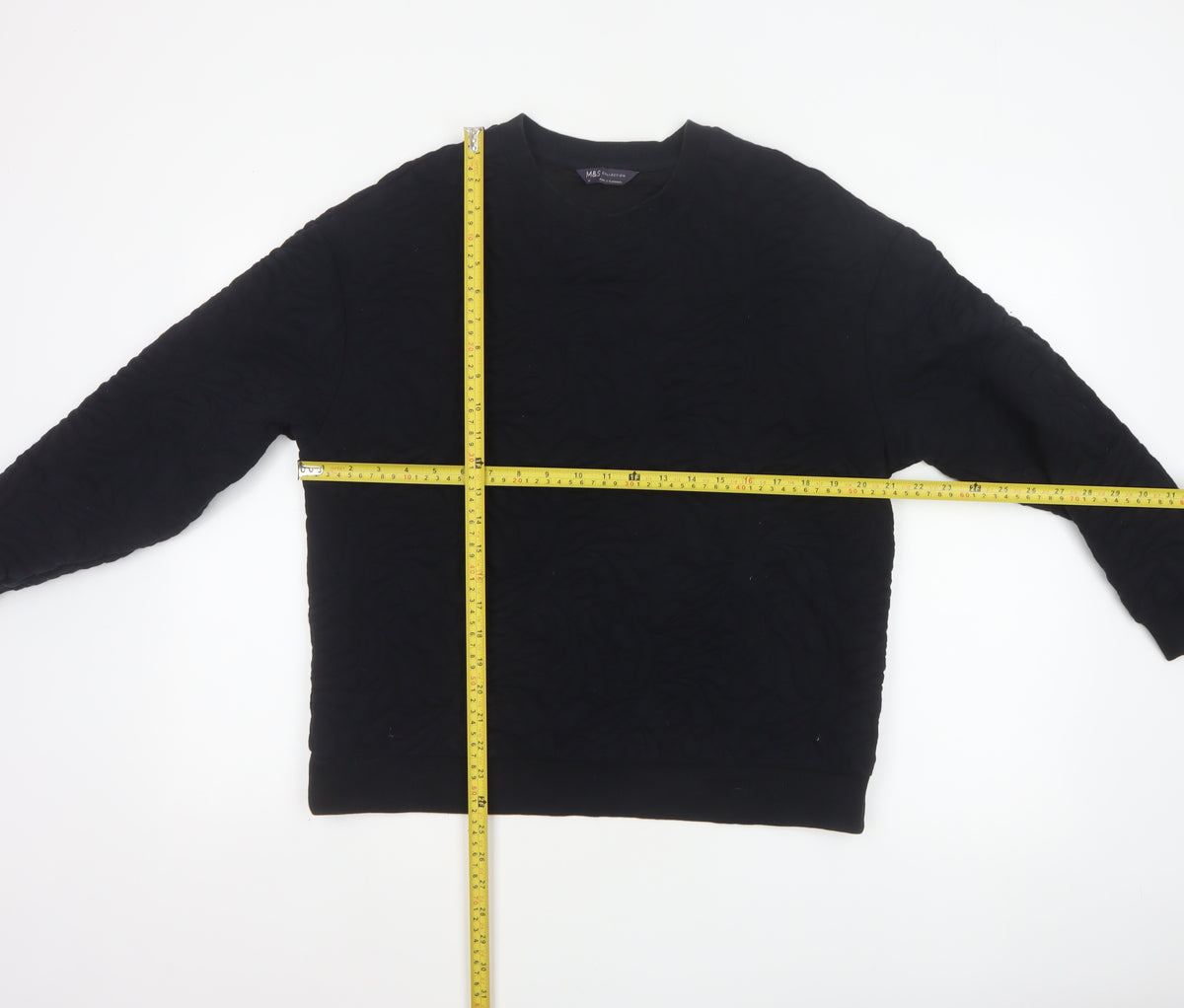 Close-up detail of Marks and Spencer Women’s Black, size UK 14, Thermal Pullover Sweatshirt