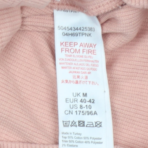 Topshop Women Pink UK 12 Cropped Crew Neck Long Sleeve Sweatshirt Top