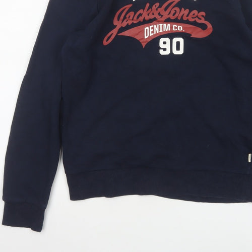 Jack & Jones Men’s Blue S Pullover Graphic Logo 90 Sweatshirt
