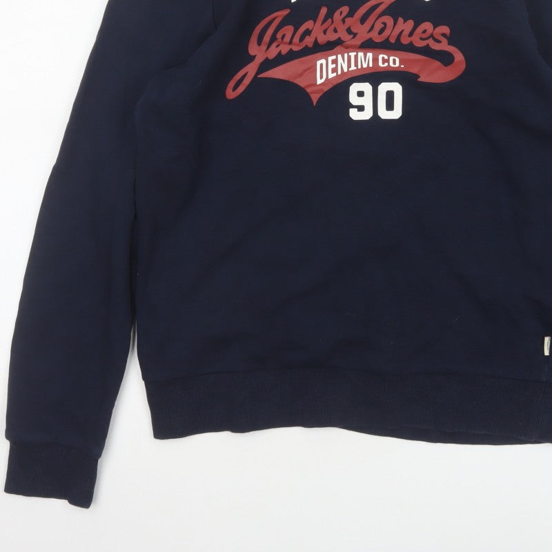 Jack & Jones Men’s Blue S Pullover Graphic Logo 90 Sweatshirt