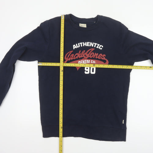 Jack & Jones Men’s Blue S Pullover Graphic Logo 90 Sweatshirt