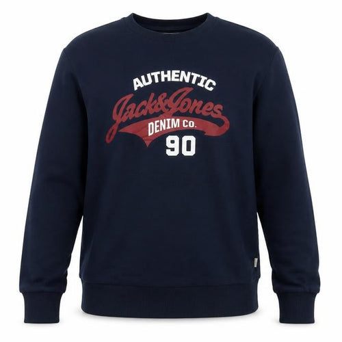 Jack & Jones Men’s Blue S Pullover Graphic Logo 90 Sweatshirt